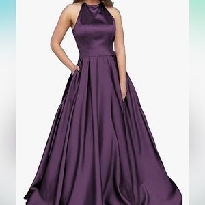 Purple Satin Lace Up Bridesmaid/Prom Dress